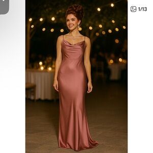 Revelry satin dress, desert rose color. Size 4. Perfect condition- unaltered.